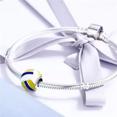 Beach Volleyball Charm - 925 sterling silver - Multi Color