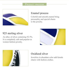 Beach Volleyball Charm - 925 sterling silver - Multi Color