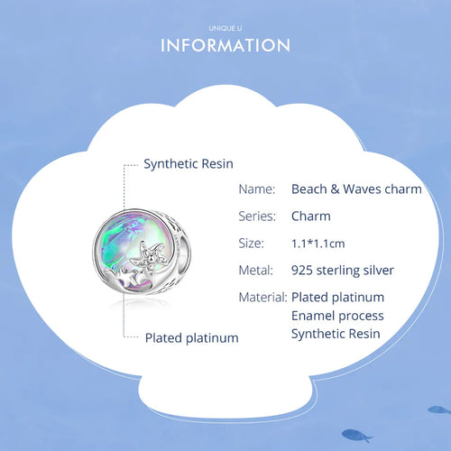 Beach & Waves Charm - 925 sterling silver - fathyibrahim