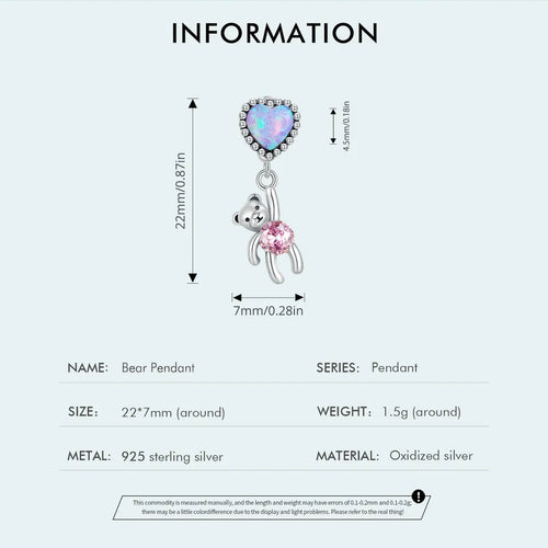 Bear Chain Charm - 925 sterling silver - fathyibrahim