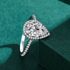 Elegant 925 silver ring featuring a big pear-shaped zircon stone for a sophisticated finish.