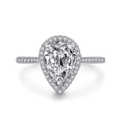 925 silver ring with a large pear-shaped zircon stone for an elegant, eye-catching look.