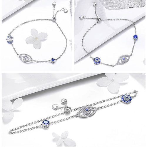Blue Eye 925 Silver Bracelet- SCB089 - fathyibrahim
