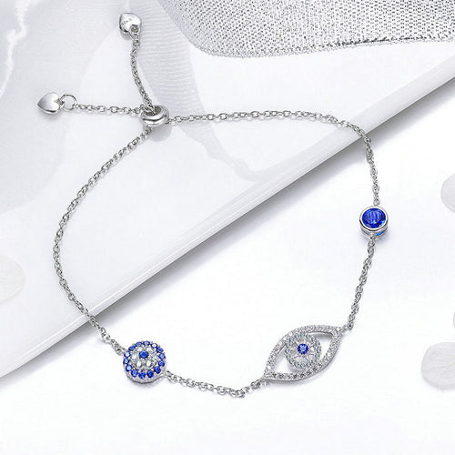 Blue Eye 925 Silver Bracelet- SCB089 - fathyibrahim
