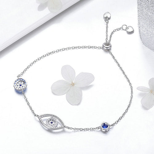 Blue Eye 925 Silver Bracelet- SCB089 - fathyibrahim