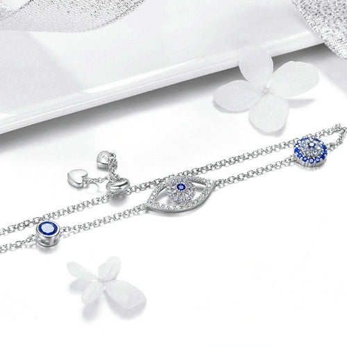 Blue Eye 925 Silver Bracelet- SCB089 - fathyibrahim