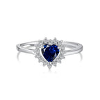 Blue heart Zircon 925 Silver Ring - Blue - Rings