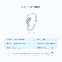 Blue Tulip Flower Opening Ring - 925 sterling silver - fathyibrahim