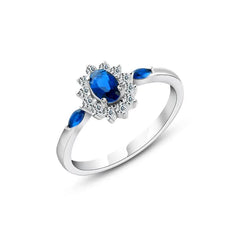 Blue Zircon 925 Silver Ring - Rings