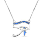 Blue zircon Eye of Horus Necklace - 925 sterling silver - Blue - NECKLACES