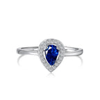 Blue Zircon Pear 925 Silver Ring - Blue - Rings