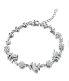 Bracelet Designed With A Leaf Pattern 925 Sterling Silver - Transparent - Bracelets
