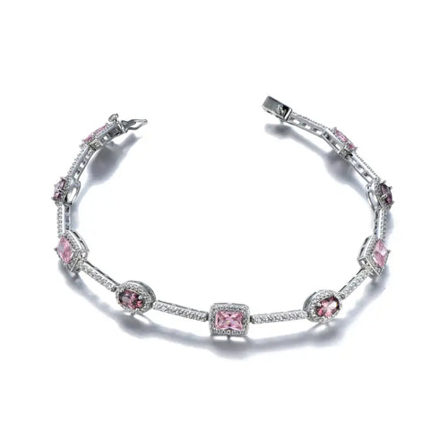 Bracelet Designed with pink stones 925 Sterling Silver