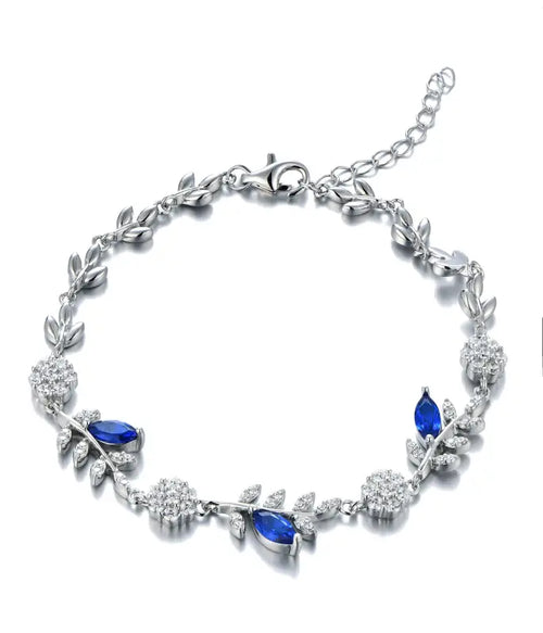 Bracelet with a leaf pattern 925 sterling silver - Multi Color - Bracelets