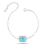 Bracelet with Emerald Cut Zircon & Pearl Bracelet - fathyibrahim