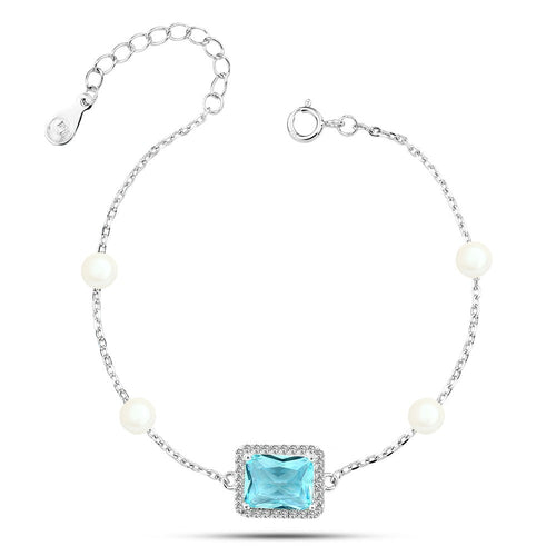 Bracelet with Emerald Cut Zircon & Pearl Bracelet - fathyibrahim