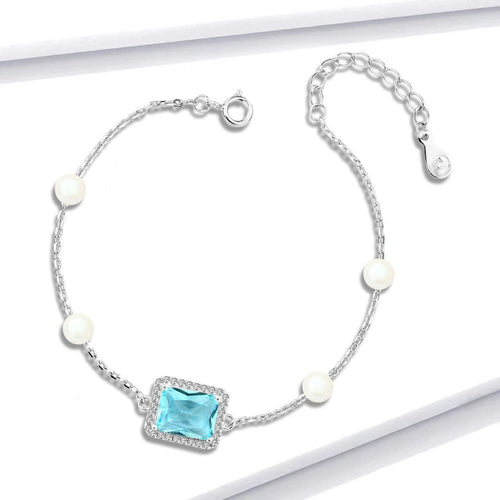 Bracelet with Emerald Cut Zircon & Pearl Bracelet - fathyibrahim