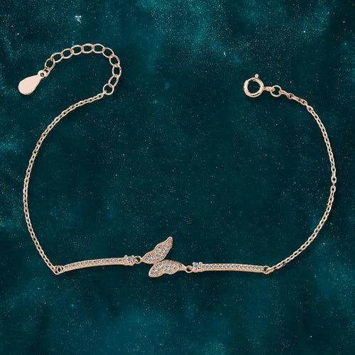 Butterfly Pendant Plated with Gold - 925 Sterling Silver - Transparent - Bracelets
