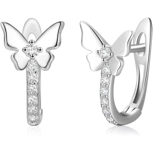 Butterfly Zircon Earrings - 925 sterling silver