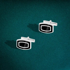Button Rectangular 925 Sterling Silver - Cuff Link