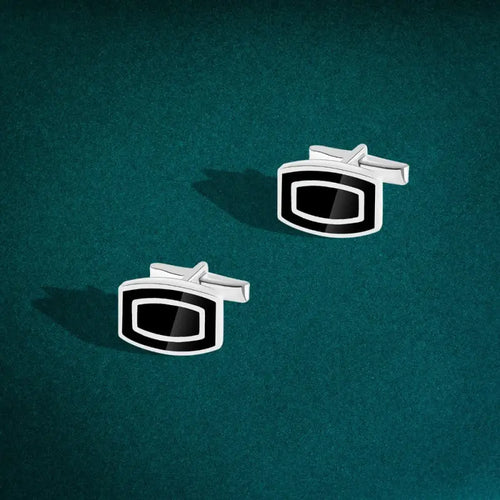 Button Rectangular 925 Sterling Silver - Cuff Link