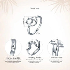 Cat & Heart Ring - 925 sterling silver - Rings