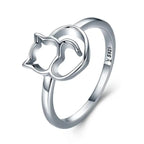 Cat & Heart Ring - 925 sterling silver - Rings