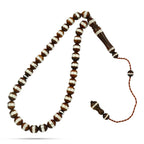 Coke Wood Rosary inlaid with Silver , 33 Beads - fathyibrahim