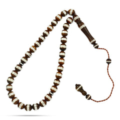 Coke Wood Rosary inlaid with Silver , 33 Beads - fathyibrahim