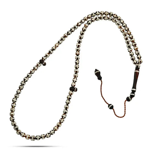 Coke Wood Rosary inlaid with Silver 99 Beads - Brown - Multi Color - Rosary