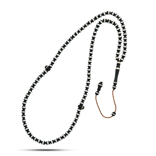 Coke Wood Rosary inlaid with Silver , 99 Beads - fathyibrahim