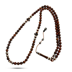 Coke Wood Rosary inlaid with Silver , 99 Beads - fathyibrahim