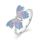 Colorful Butterfly 925 Silver Ring - Rings