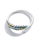 Colorful Feather 925 Silver Ring - Multi Color - Rings