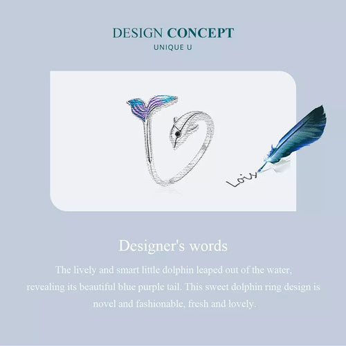 Dolphin 925 Silver Ring - Multi Color - Rings