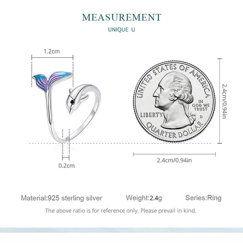 Dolphin 925 Silver Ring - Multi Color - Rings