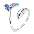 Dolphin 925 Silver Ring - Multi Color - Rings