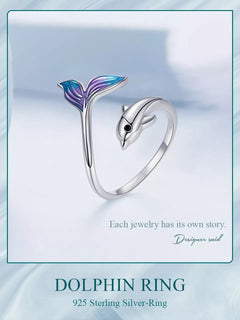 Dolphin 925 Silver Ring - Multi Color - Rings