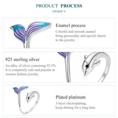 Dolphin 925 Silver Ring - Multi Color - Rings