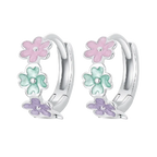 Earrings in the Shape of a Flower - 925 Sterling Silver - Multi Color