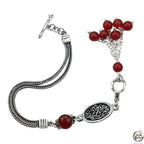 Egyptian Women Silver Bracelet Crowned with Agate Stone - Brown - Bracelets