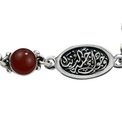 Egyptian Women Silver Bracelet Crowned with Agate Stone - Brown - Bracelets