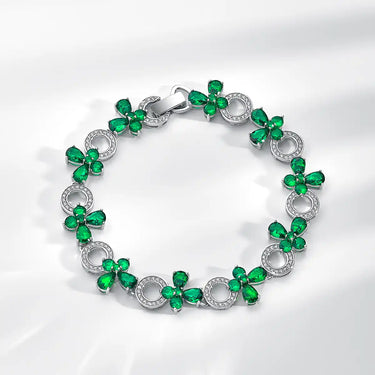 Emerald and diamond floral bracelet.
