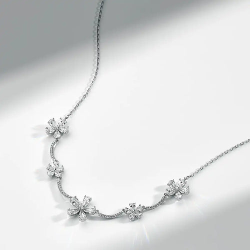 Sparkling floral diamond necklace.