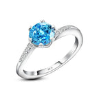 Flower Aquamarine Ice Crushed 925 silver ring - Light-Blue / 9 - Rings