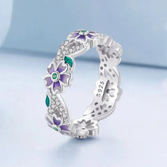 Flower ring band - 925 Sterling Silver - Rings