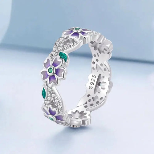 Flower ring band - 925 Sterling Silver - Rings