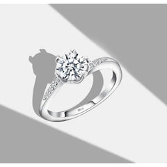 Flower Shiny Moissanite 925 Silver Ring - Transparent / 7 - Rings