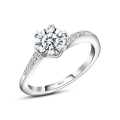 Flower Shiny Moissanite 925 Silver Ring - Transparent / 7 - Rings