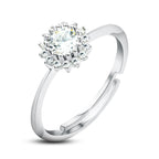 925 silver ring with an aquamarine ice-crushed design, accented by a flower motif for added elegance.